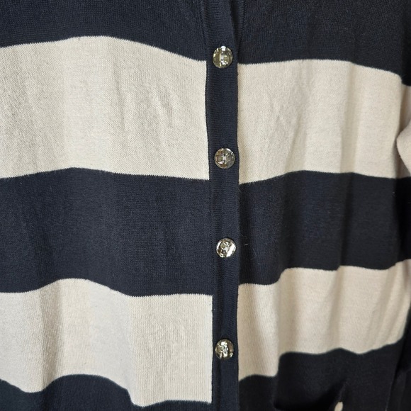 The‎ Limited Cardigan Sweater Womens M Medium Striped Black Beige Button Up - Picture 3 of 5
